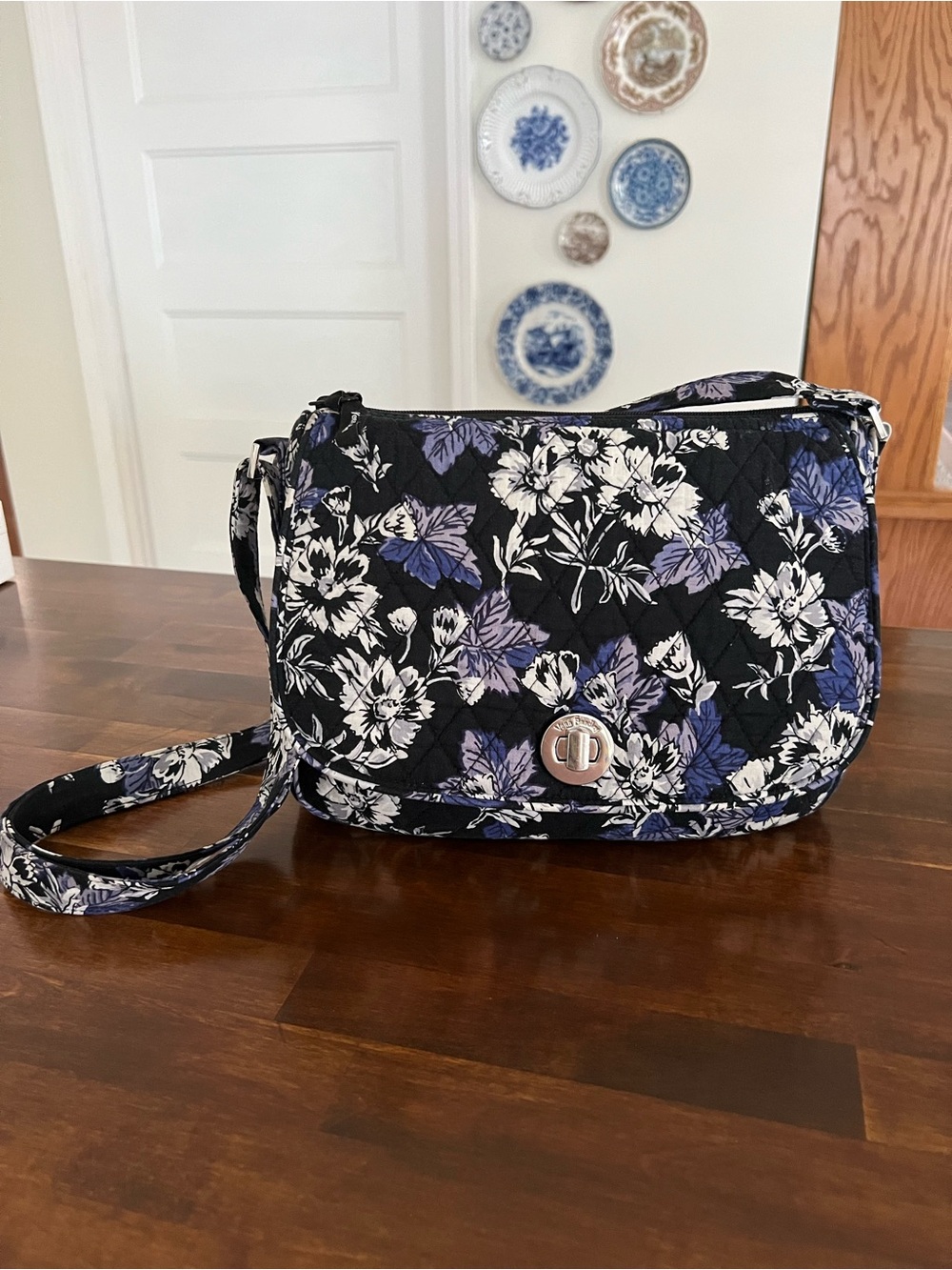 Vera Bradley Frosted Floral Turn Lock Crossbody/Shoulder Bag